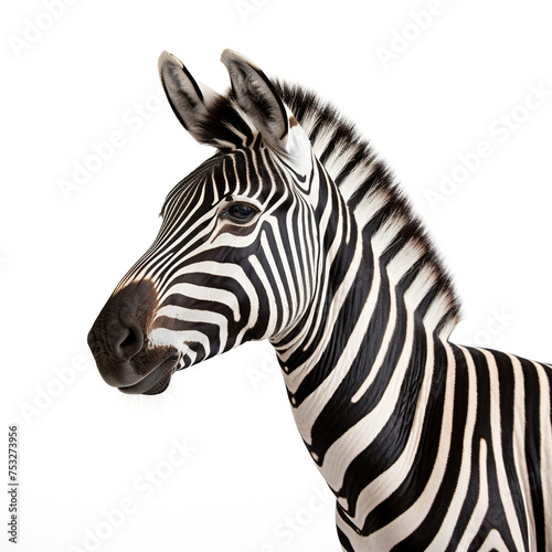 photo of a zebra on a white background   reated with Generative Ai