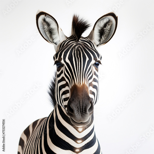 photo of a zebra on a white background сreated with Generative Ai