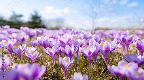 Field of Crocuses in Spring