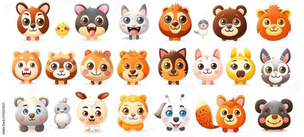 Cute cartoon animals set. illustration.