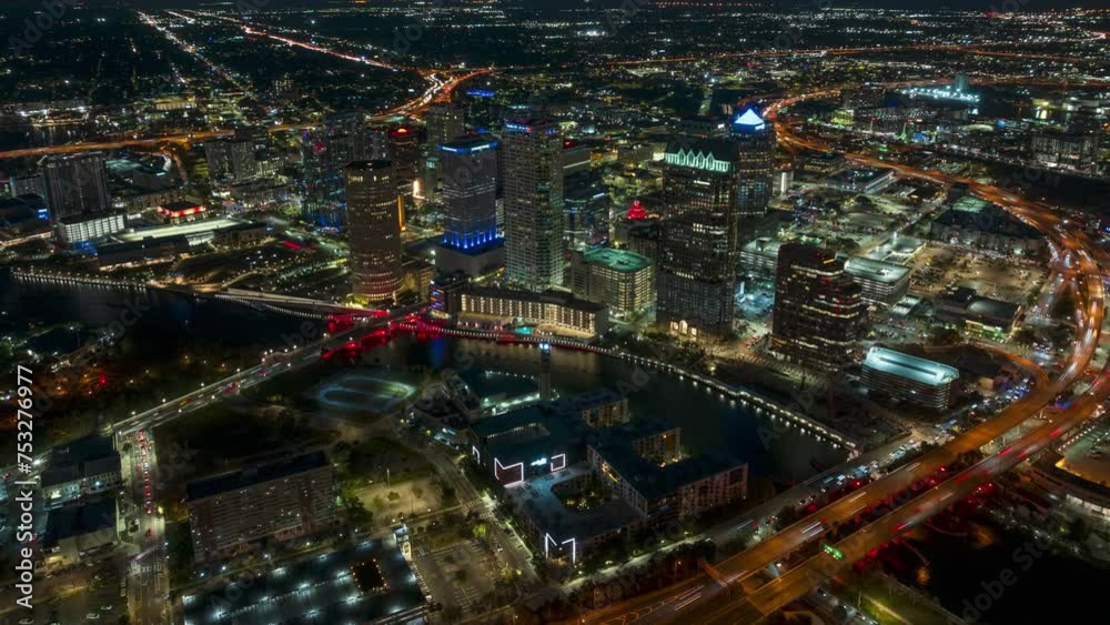 Night Hyperlapse over Tampa from Air