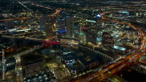 Night Hyperlapse over Tampa from Air