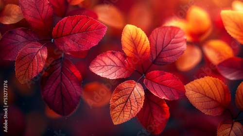 Red and Orange Autumn Leaves Background.