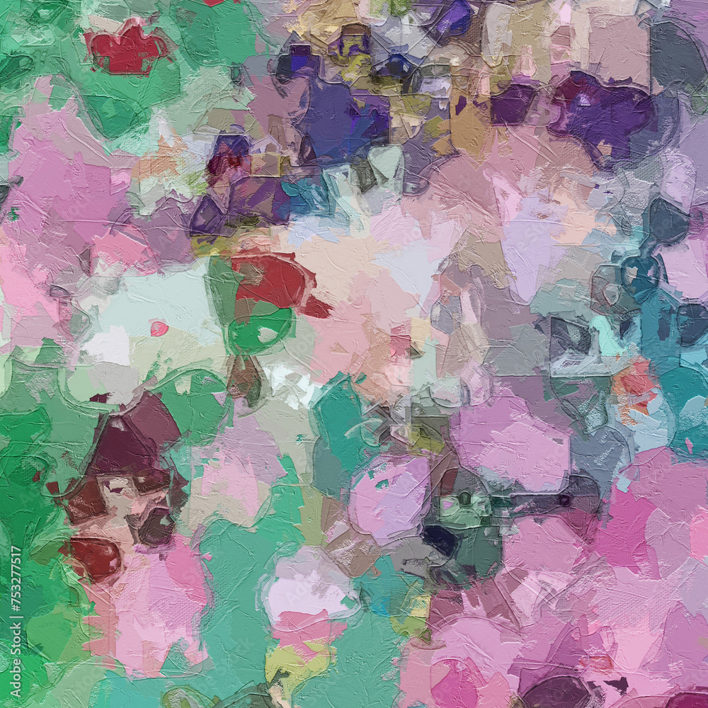 Fototapeta premium The abstract beauty of oil paintings and various flowers, lotus leaves, lotus roses, peonies, etc