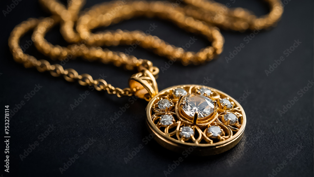 chic gold pendant on a dark background chic gold pendant on a dark background