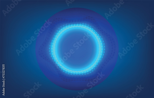 Technology backgrounds vector illustration of Circle sphere on blue background, lighting circle digital ring neon and blue light on black design for presentation, backgroud, website, post cover.