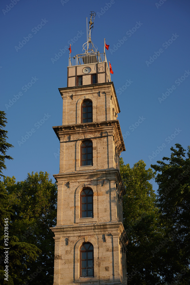Fototapeta premium Tophane Clock Tower in Bursa, Turkiye