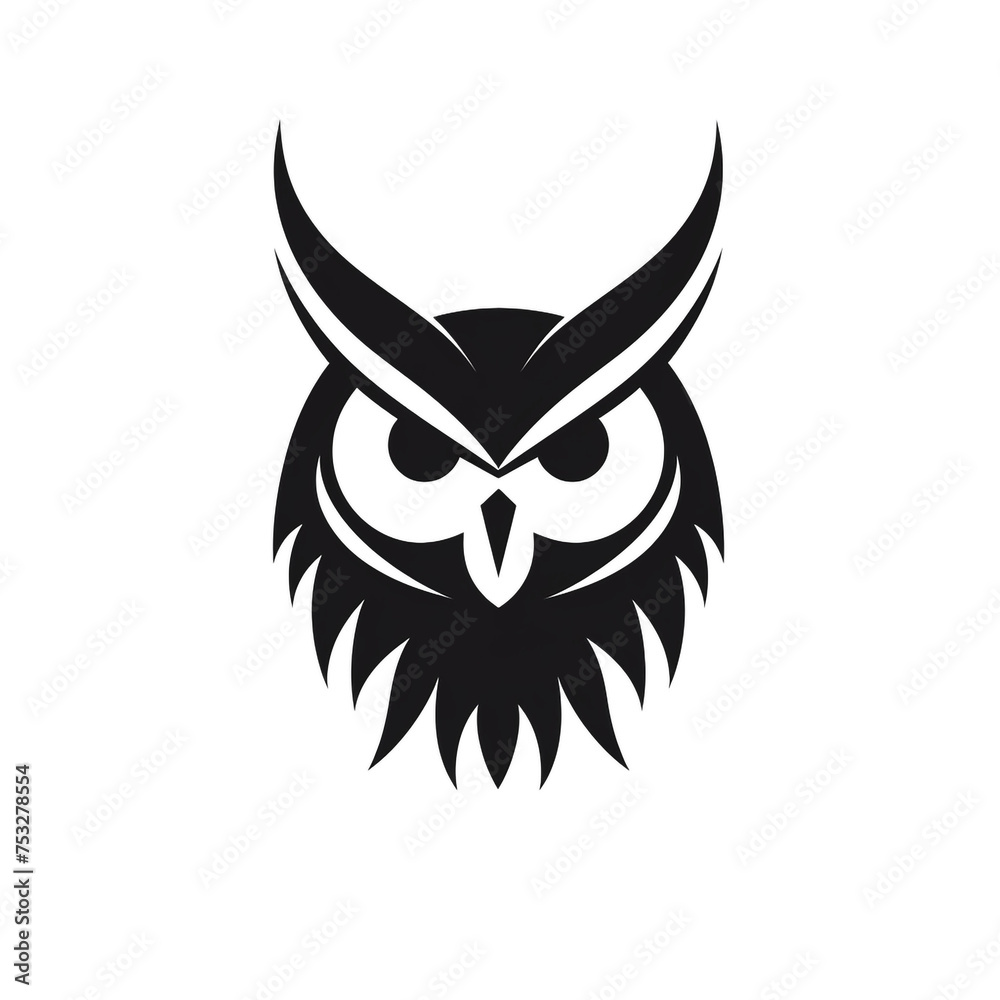 owl black icon on a white background in minimalism сreated with Generative Ai