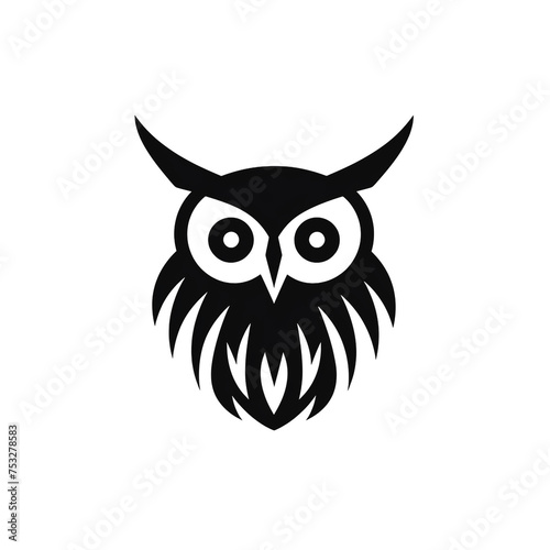 owl black icon on a white background in minimalism сreated with Generative Ai