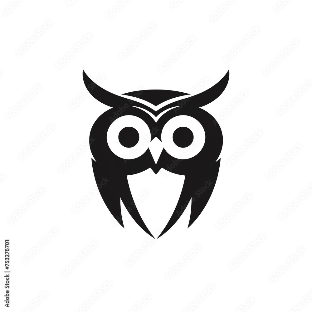 owl black icon on a white background in minimalism сreated with Generative Ai