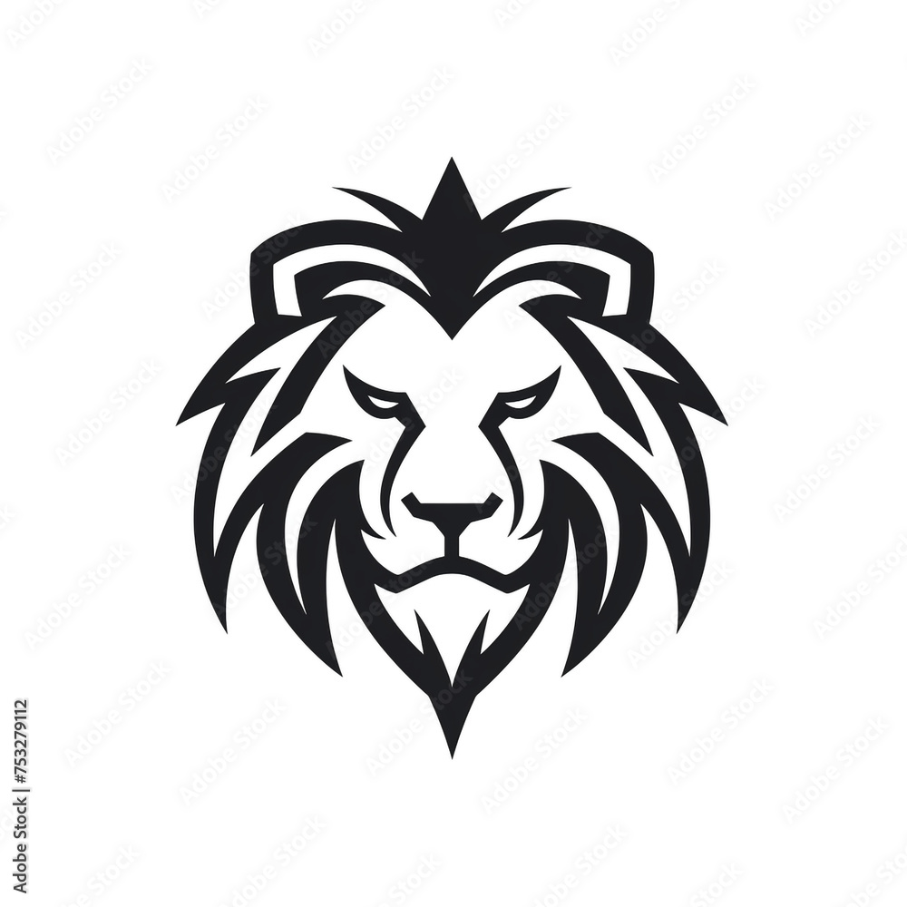 Fototapeta premium lion black icon on a white background in minimalism сreated with Generative Ai