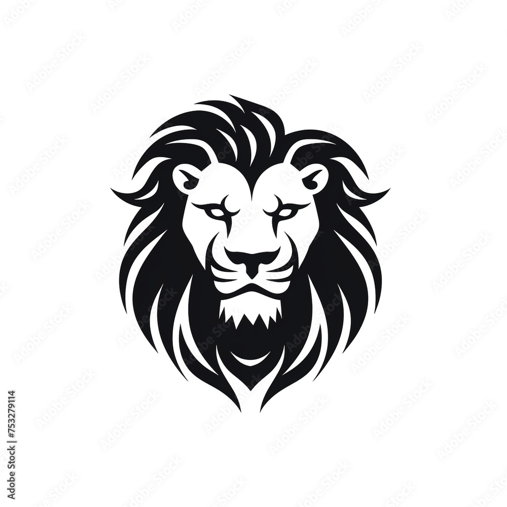 lion black icon on a white background in minimalism сreated with Generative Ai