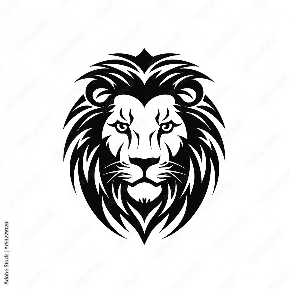 Fototapeta premium lion black icon on a white background in minimalism сreated with Generative Ai