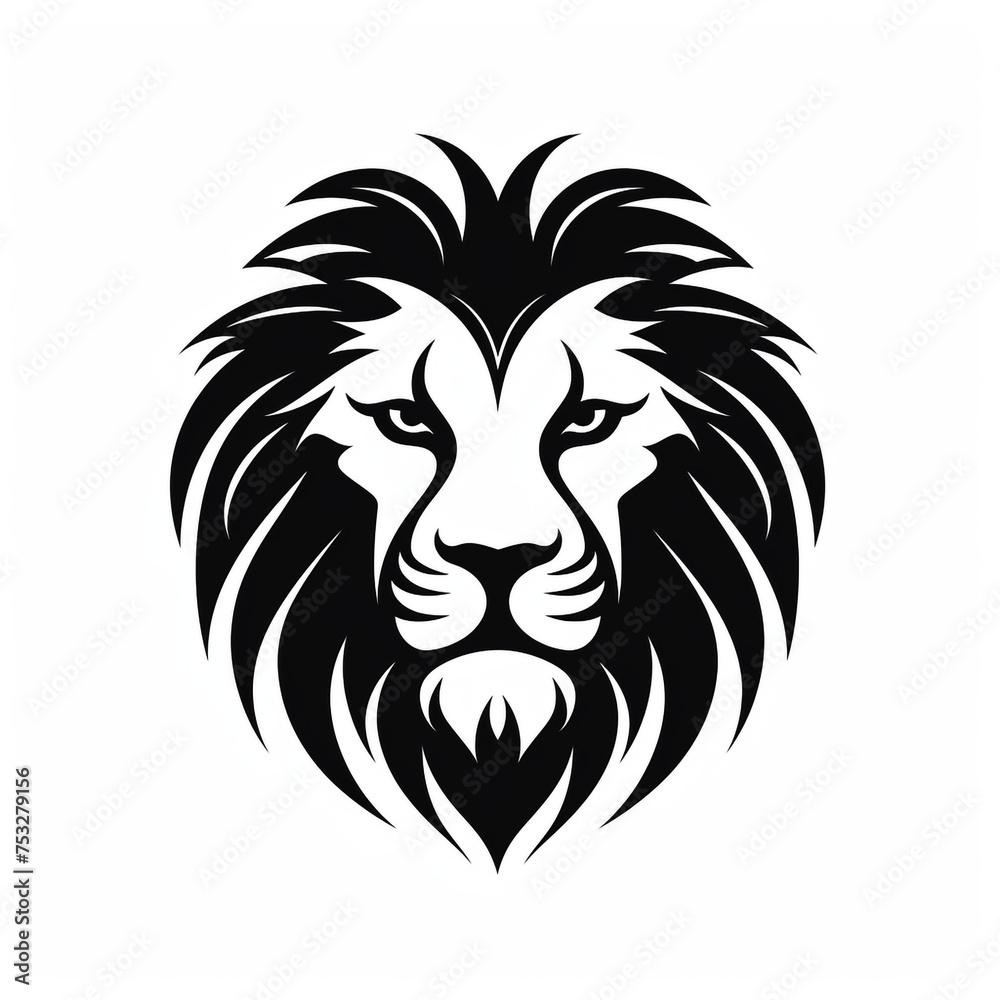 Fototapeta premium lion black icon on a white background in minimalism сreated with Generative Ai