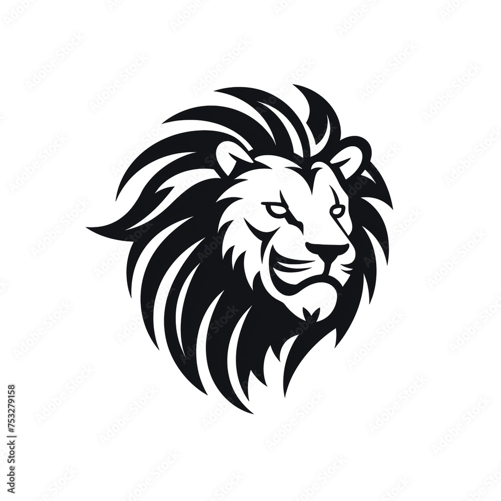 Fototapeta premium lion black icon on a white background in minimalism сreated with Generative Ai