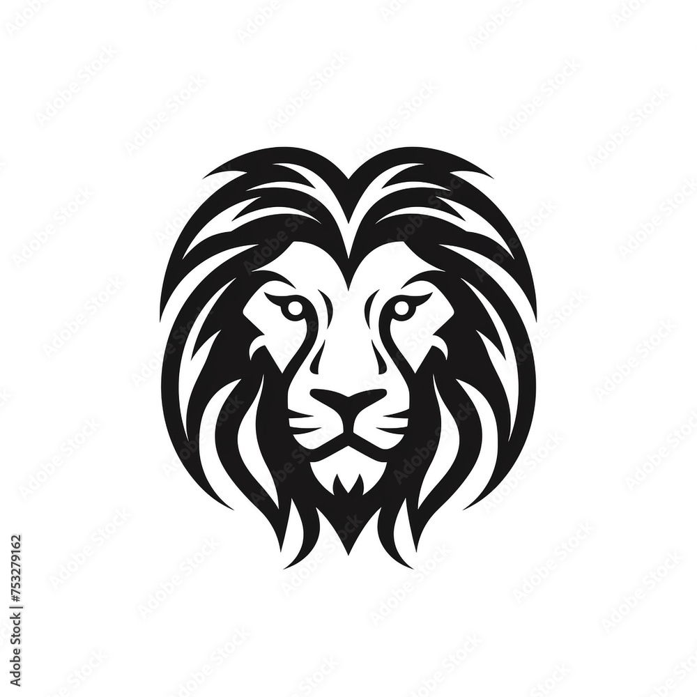 lion black icon on a white background in minimalism сreated with Generative Ai