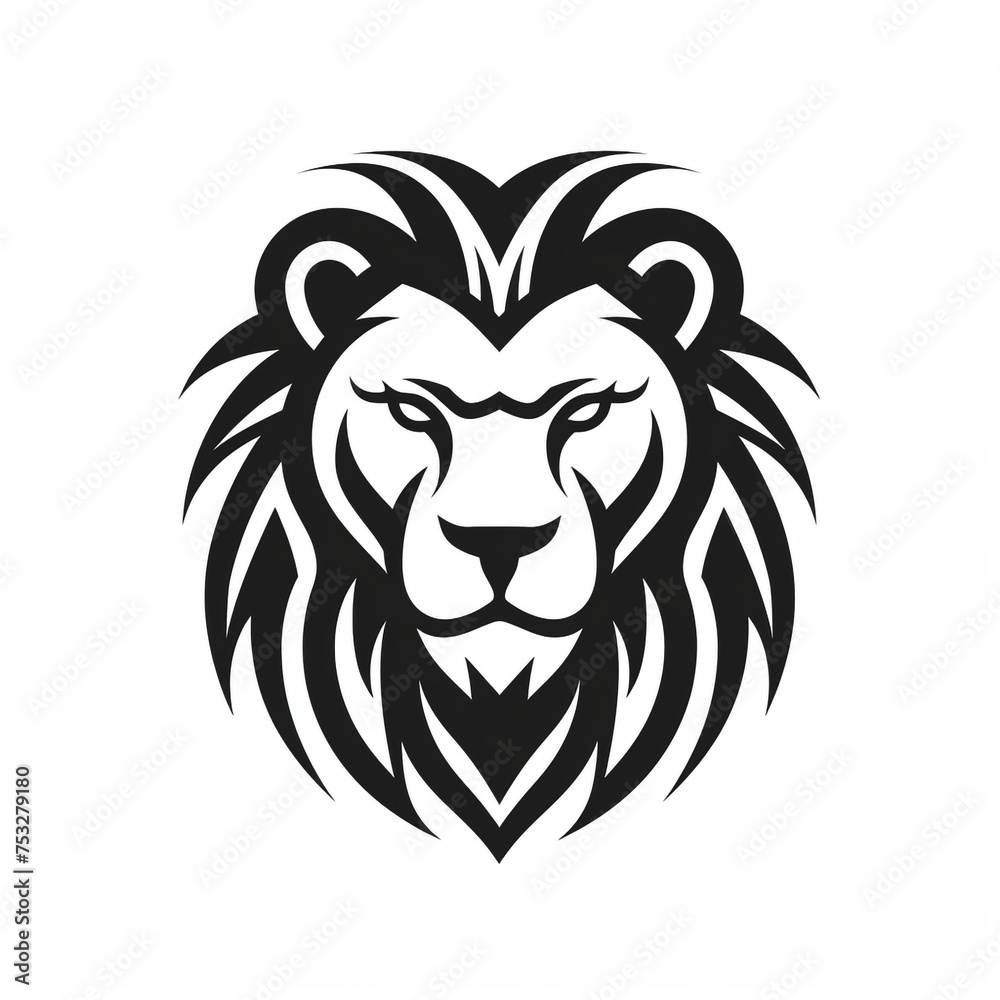 lion black icon on a white background in minimalism сreated with Generative Ai