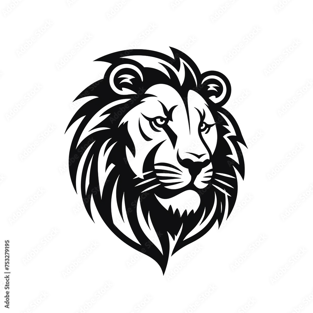 Fototapeta premium lion black icon on a white background in minimalism сreated with Generative Ai