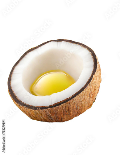 coconut with oildrop isolated on white background