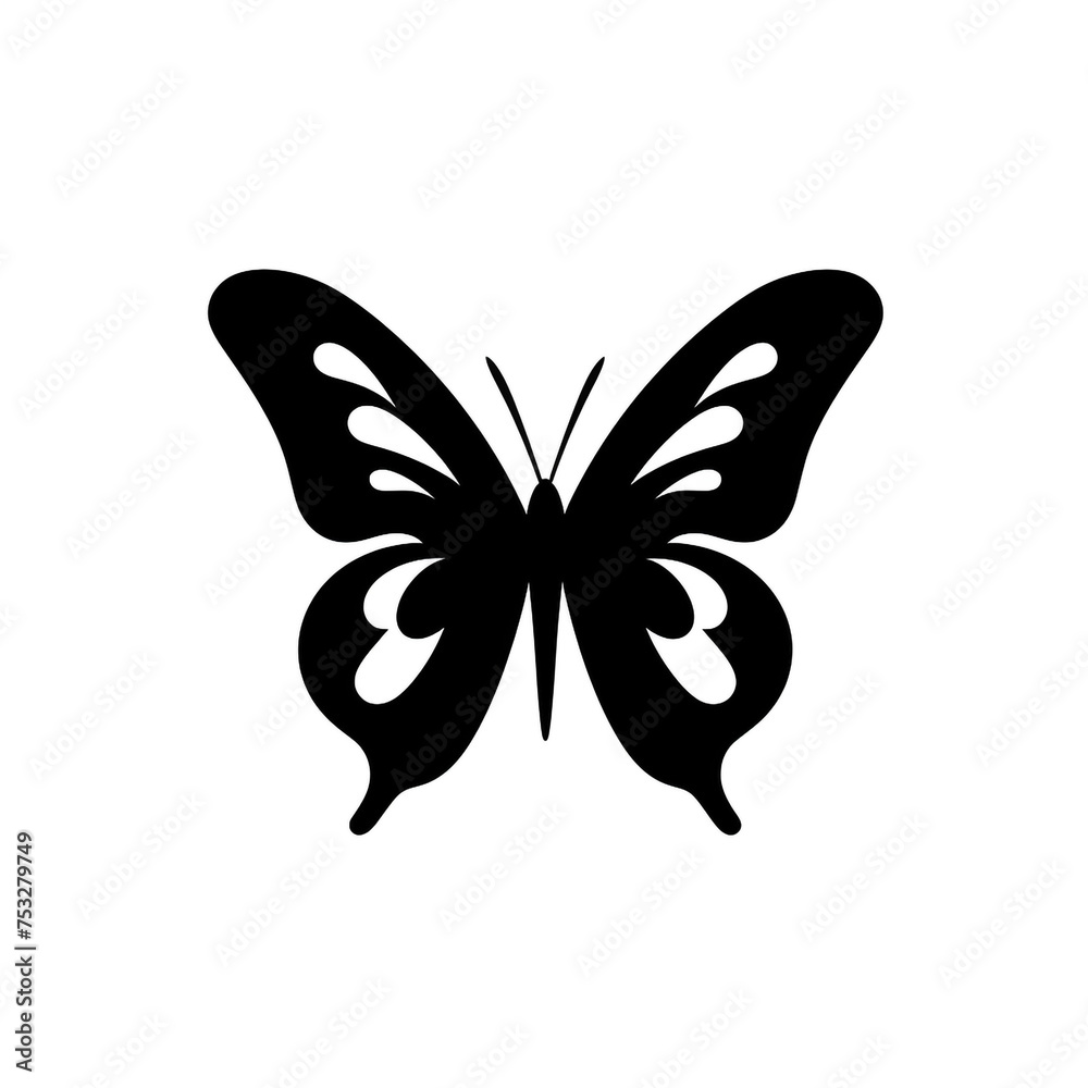 butterfly black icon on a white background in minimalism сreated with Generative Ai butterfly black icon on a white background in minimalism сreated with Generative Ai