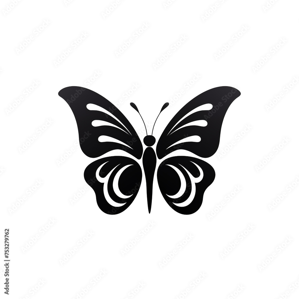butterfly black icon on a white background in minimalism сreated with Generative Ai butterfly black icon on a white background in minimalism сreated with Generative Ai