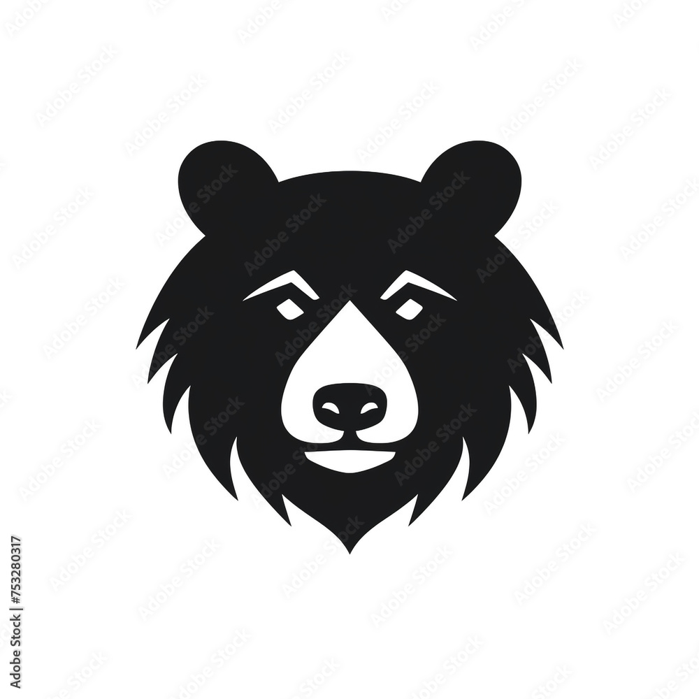 bear black icon on a white background in minimalism сreated with Generative Ai bear black icon on a white background in minimalism сreated with Generative Ai
