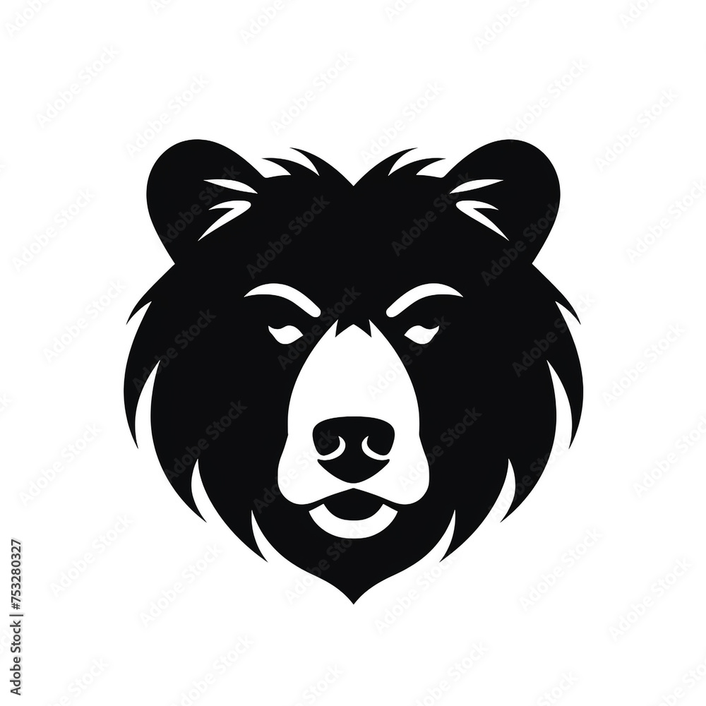 bear black icon on a white background in minimalism сreated with Generative Ai bear black icon on a white background in minimalism сreated with Generative Ai