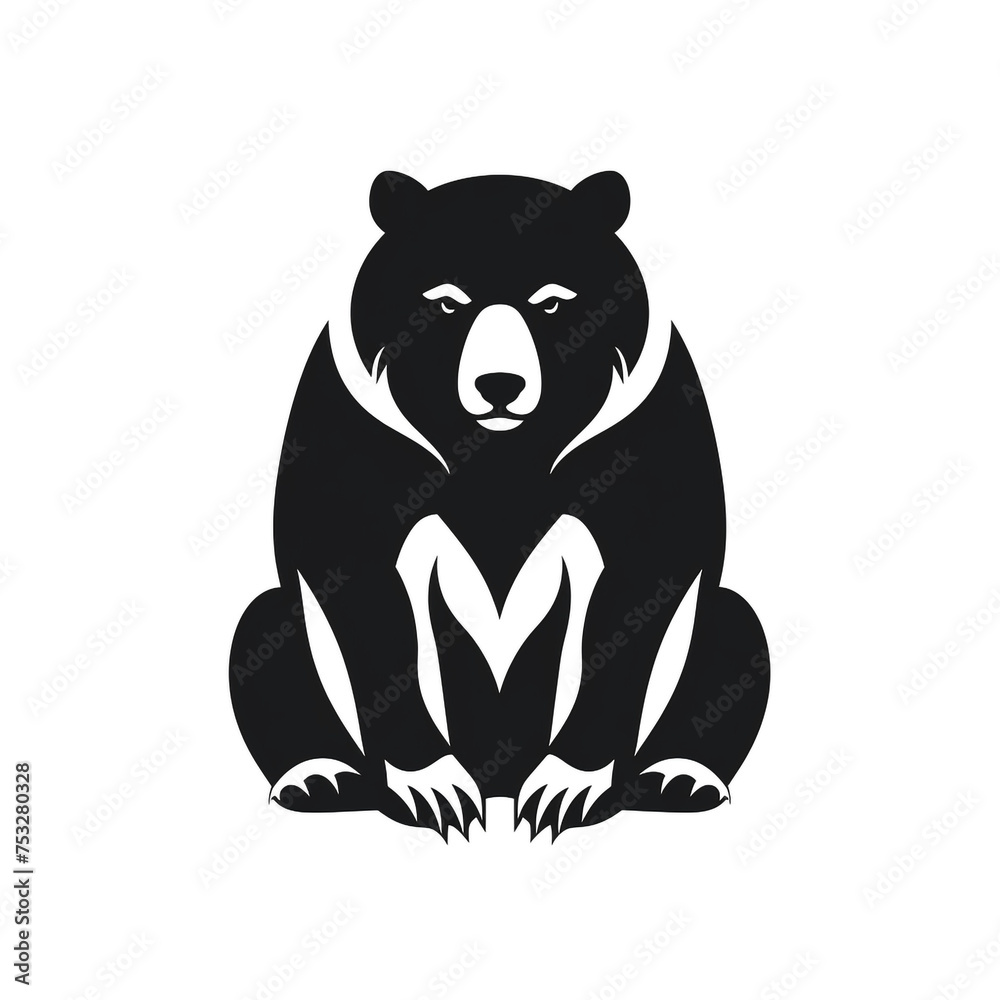 bear black icon on a white background in minimalism сreated with Generative Ai bear black icon on a white background in minimalism сreated with Generative Ai