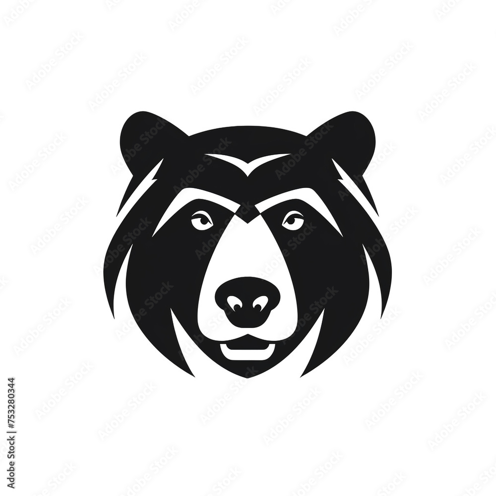 bear black icon on a white background in minimalism сreated with Generative Ai bear black icon on a white background in minimalism сreated with Generative Ai
