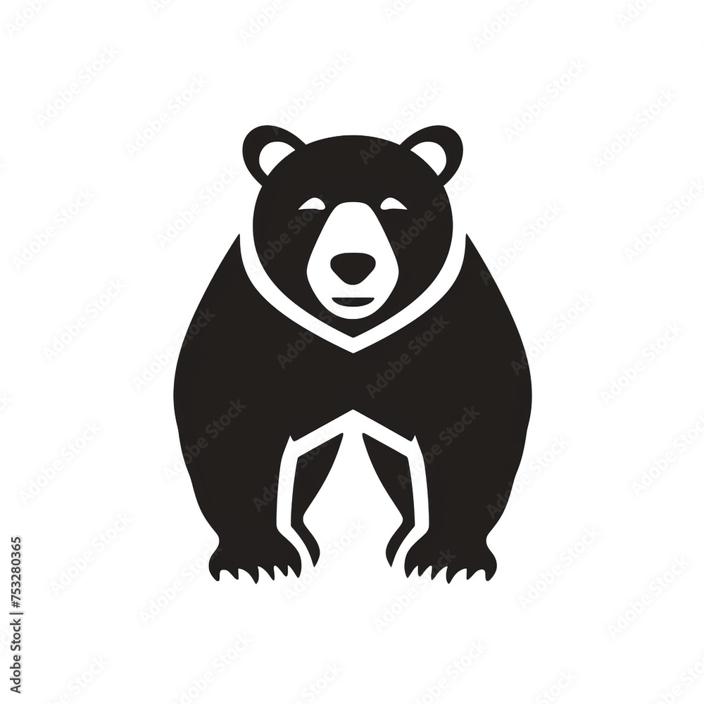 bear black icon on a white background in minimalism сreated with Generative Ai bear black icon on a white background in minimalism сreated with Generative Ai