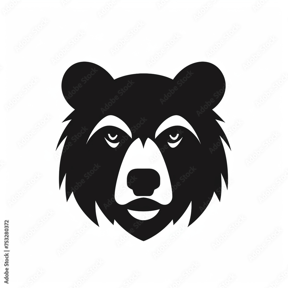 bear black icon on a white background in minimalism сreated with Generative Ai bear black icon on a white background in minimalism сreated with Generative Ai