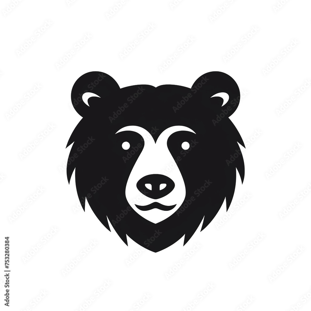 bear black icon on a white background in minimalism сreated with Generative Ai