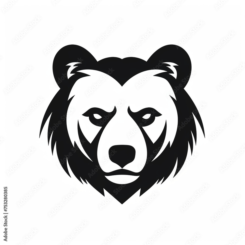 bear black icon on a white background in minimalism сreated with Generative Ai bear black icon on a white background in minimalism сreated with Generative Ai