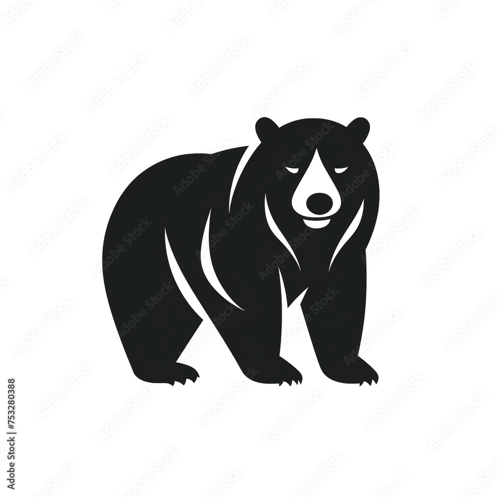 bear black icon on a white background in minimalism сreated with Generative Ai