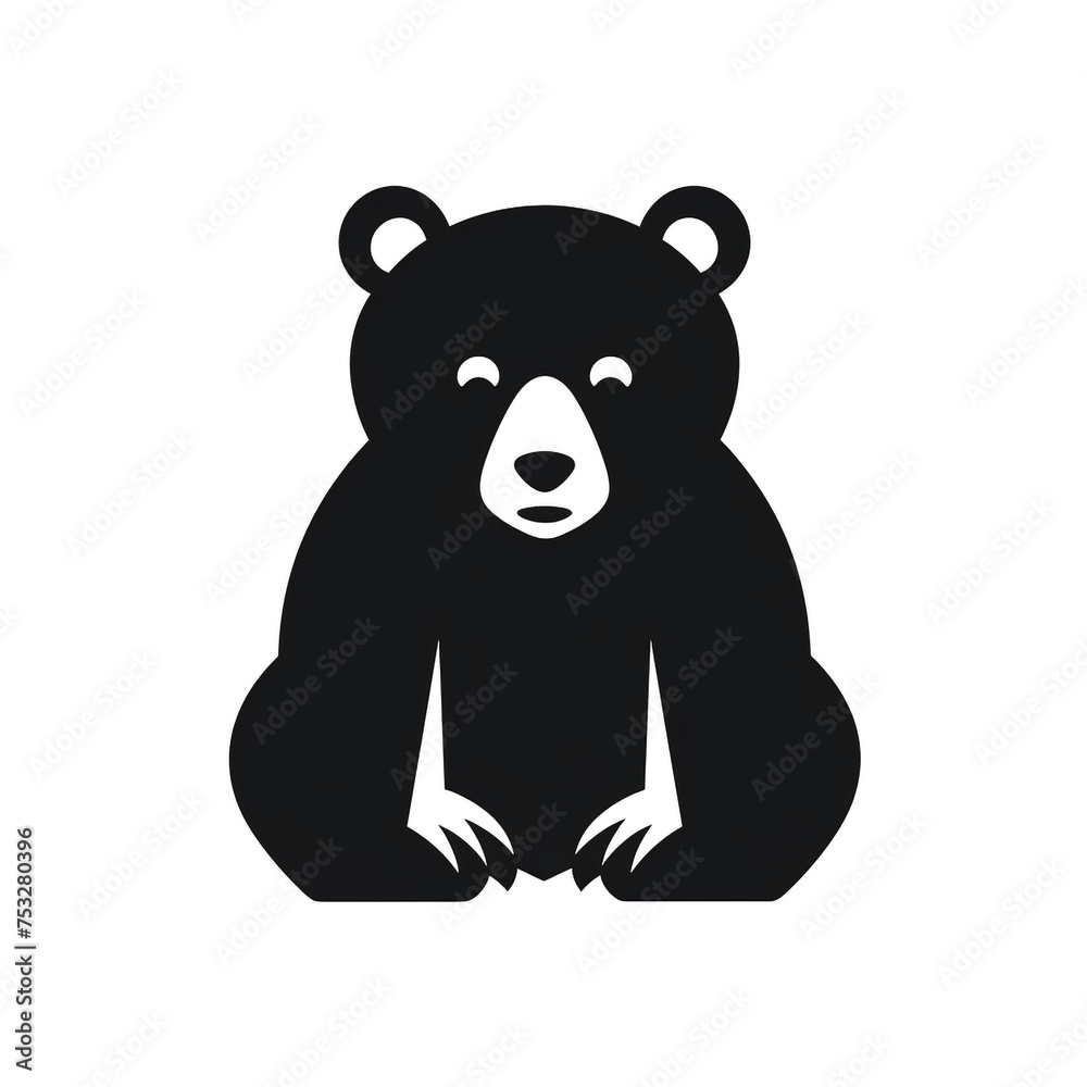 bear black icon on a white background in minimalism сreated with Generative Ai bear black icon on a white background in minimalism сreated with Generative Ai