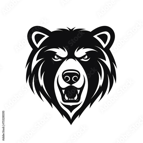 bear black icon on a white background in minimalism сreated with Generative Ai