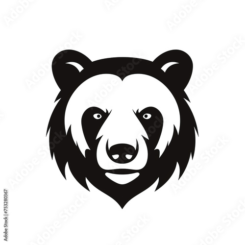 bear black icon on a white background in minimalism   reated with Generative Ai