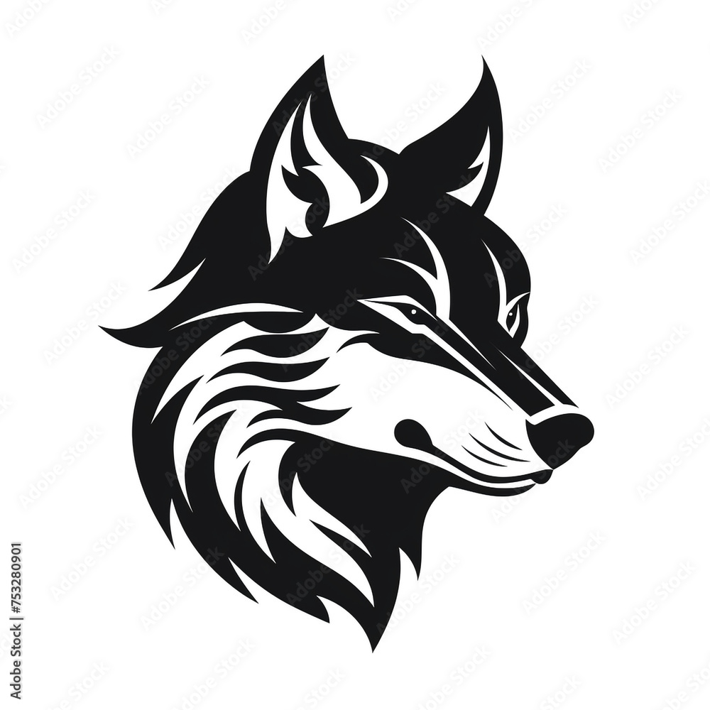 wolf black icon on a white background in minimalism сreated with Generative Ai
