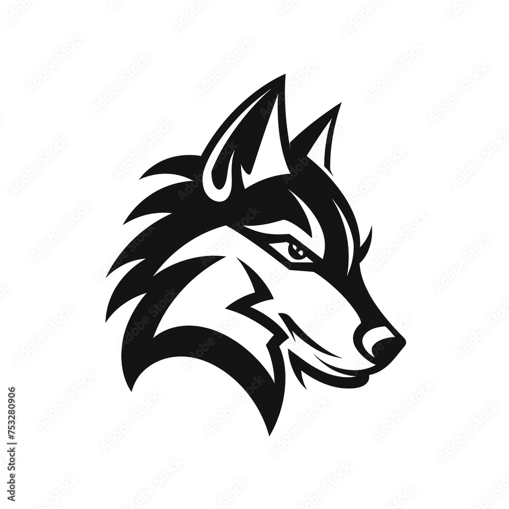 wolf black icon on a white background in minimalism сreated with Generative Ai wolf black icon on a white background in minimalism сreated with Generative Ai