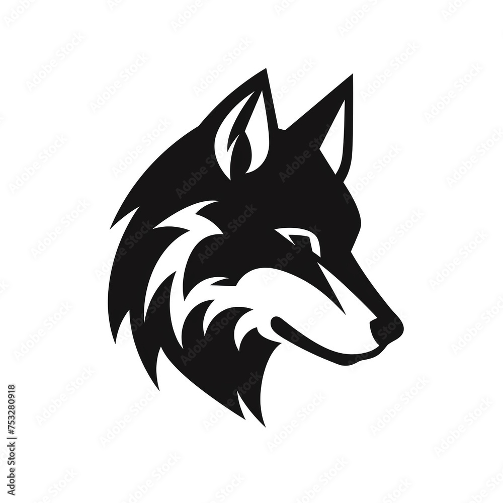 wolf black icon on a white background in minimalism сreated with Generative Ai