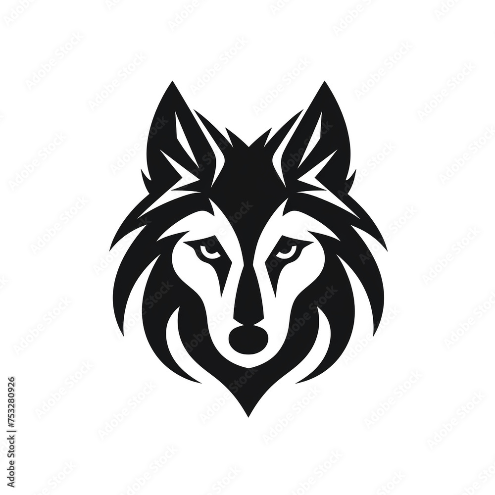 wolf black icon on a white background in minimalism сreated with Generative Ai
