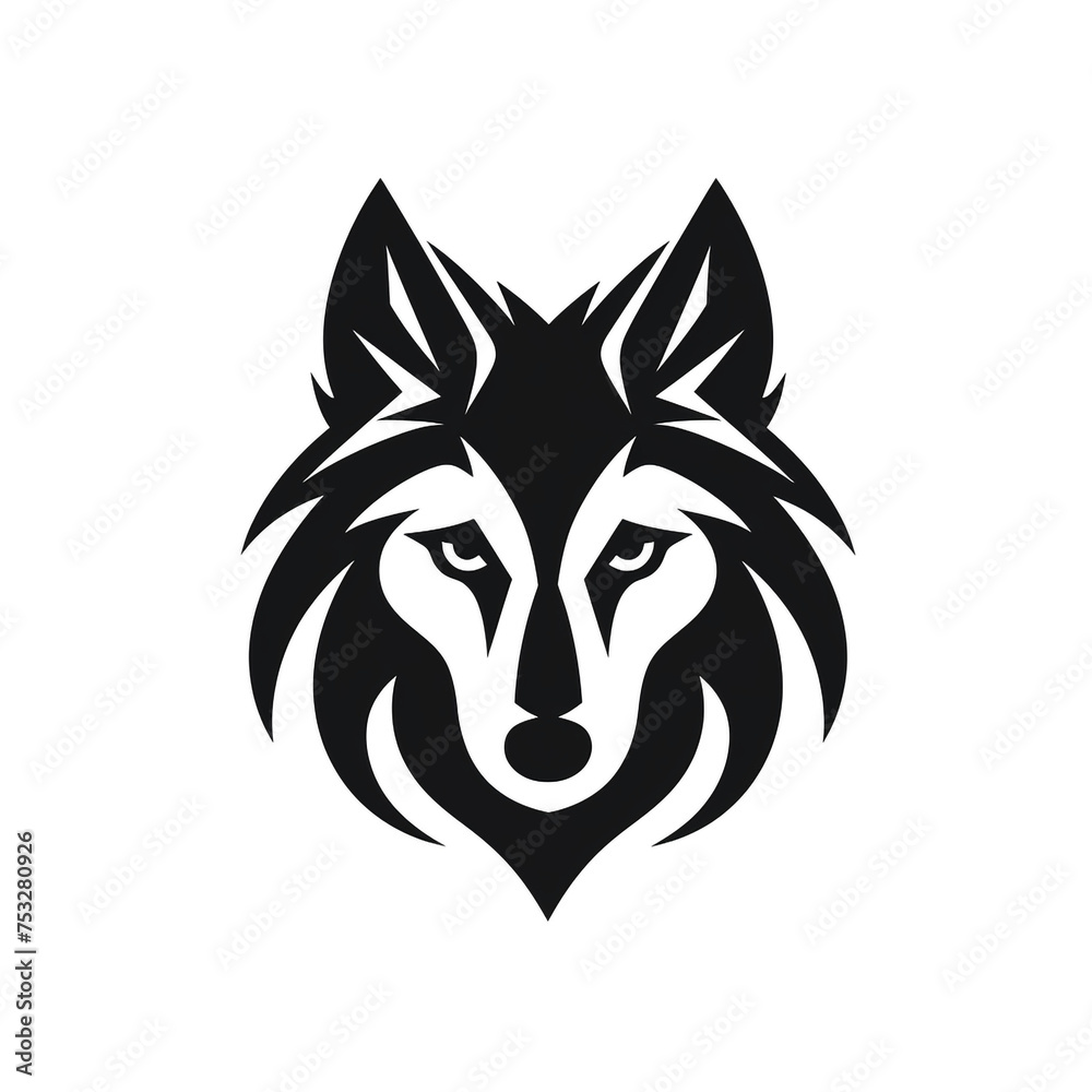 wolf black icon on a white background in minimalism сreated with Generative Ai wolf black icon on a white background in minimalism сreated with Generative Ai