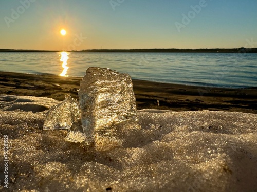 ice near the water in spring