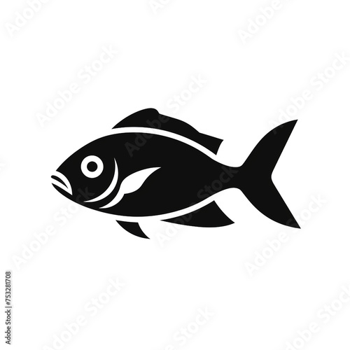 fish black icon on a white background in minimalism   reated with Generative Ai