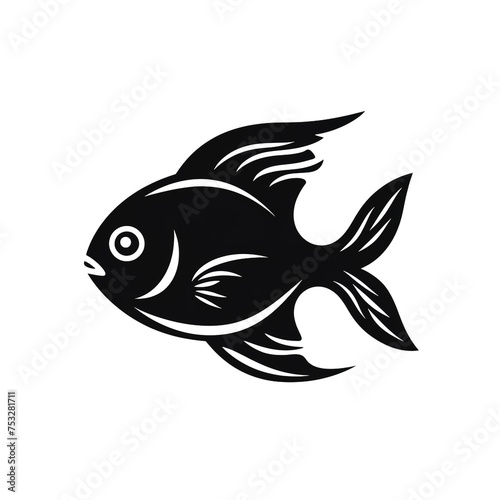 fish black icon on a white background in minimalism   reated with Generative Ai