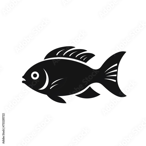 fish black icon on a white background in minimalism сreated with Generative Ai © Andrii Yablonskyi