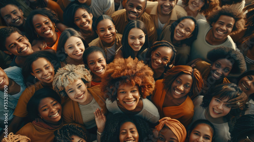 large group of multi ethnic people smiling