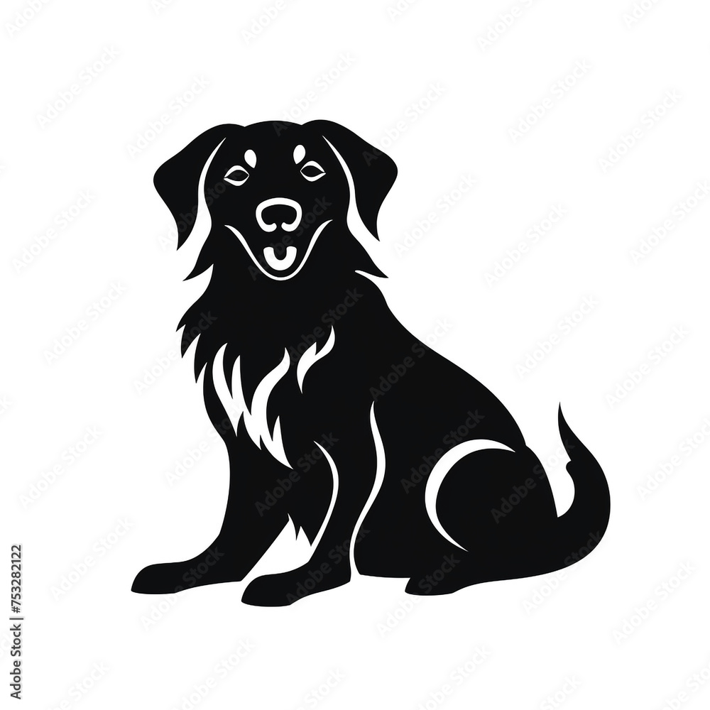 dog black icon on a white background in minimalism сreated with Generative Ai
