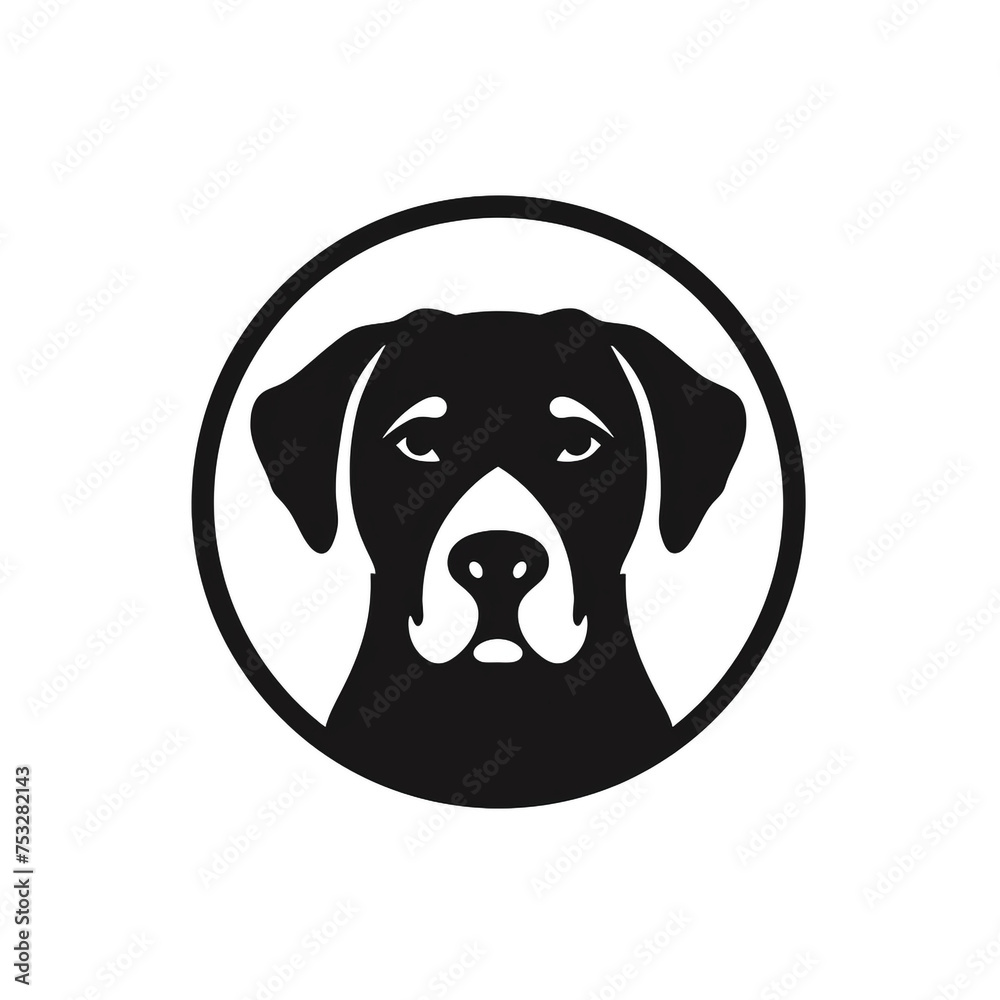 dog black icon on a white background in minimalism сreated with Generative Ai