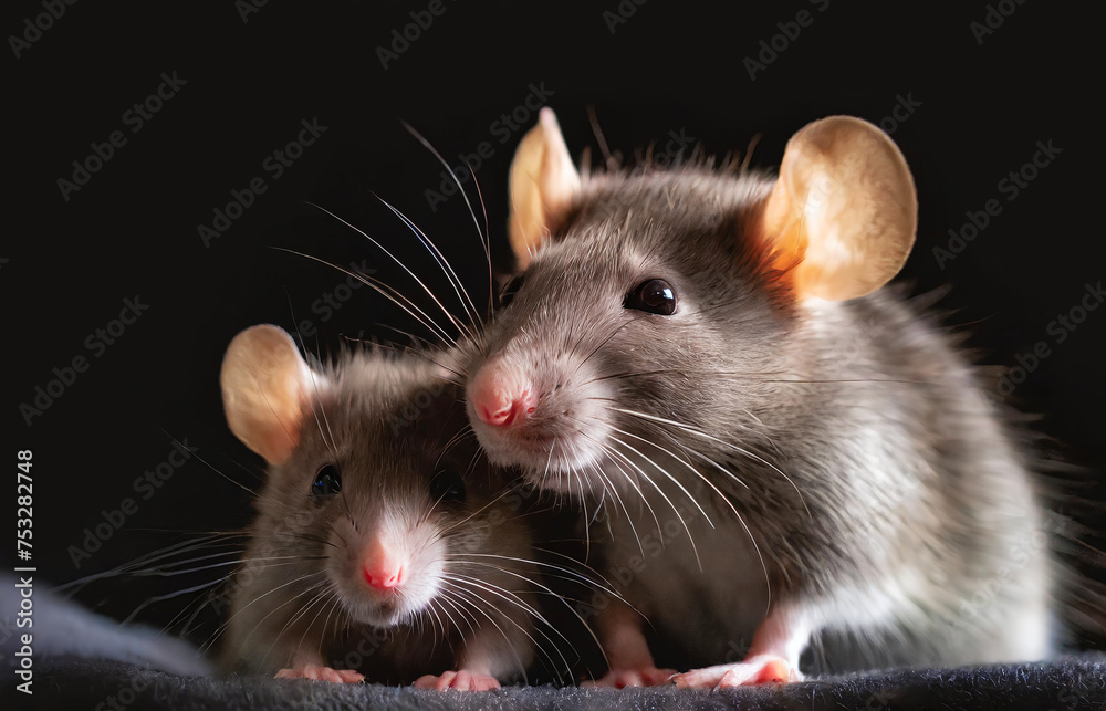 Rat mother and her baby rat cute portrait Rat mother and her baby rat cute portrait